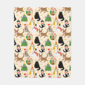 Feestelijke Katten Kerstpatroon Fleece Deken (Voorkant)