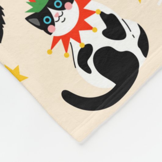 Feestelijke Katten Kerstpatroon Fleece Deken (Hoek)