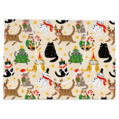 Feestelijke Katten Kerstpatroon Groot Cadeauzakje (Achterkant)