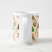 Feestelijke Katten Kerstpatroon Grote Koffiekop (Achterkant)