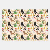 Feestelijke Katten Kerstpatroon Inpakpapier Vel (Voorkant 3)