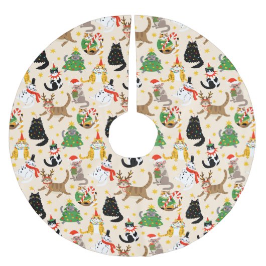 Feestelijke Katten Kerstpatroon Kerstboom Rok (Voorkant)