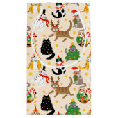 Feestelijke Katten Kerstpatroon Klein Cadeauzakje (Achterkant)