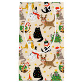 Feestelijke Katten Kerstpatroon Klein Cadeauzakje (Voorkant)