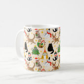 Feestelijke Katten Kerstpatroon Koffiemok (Voorkant links)
