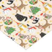 Feestelijke Katten Kerstpatroon Korte Tafelloper (Hoek)