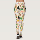 Feestelijke Katten Kerstpatroon Leggings (Achterkant)