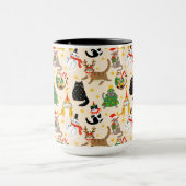 Feestelijke Katten Kerstpatroon Mok (Midden)