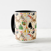 Feestelijke Katten Kerstpatroon Mok (Voorkant links)