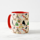 Feestelijke Katten Kerstpatroon Mok (Voorkant links)