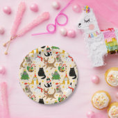 Feestelijke Katten Kerstpatroon Papieren Bordje (Feest)