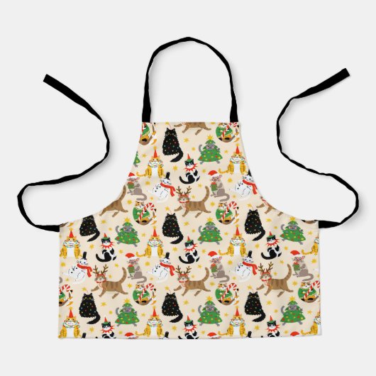 Feestelijke Katten Kerstpatroon Schort (Voorkant)