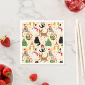 Feestelijke Katten Kerstpatroon Servet (Insitu)