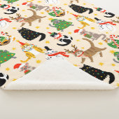 Feestelijke Katten Kerstpatroon Sherpa Deken (3/4)