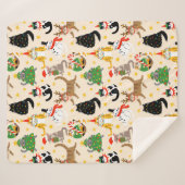 Feestelijke Katten Kerstpatroon Sherpa Deken (Voorkant (horizontaal))