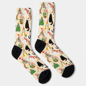 Feestelijke Katten Kerstpatroon Sokken (Rechts)