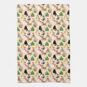 Feestelijke Katten Kerstpatroon Theedoek (Verticaal)