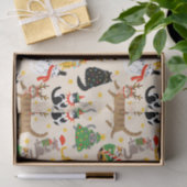 Feestelijke Katten Kerstpatroon Tissuepapier (Geschenk)