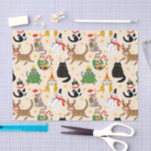 Feestelijke Katten Kerstpatroon Tissuepapier (Craft)