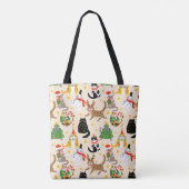 Feestelijke Katten Kerstpatroon Tote Bag (Achterkant)