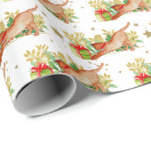 Feestelijke Katten Kerstvakantie Gold Stars Cadeaupapier (Rol Hoek)