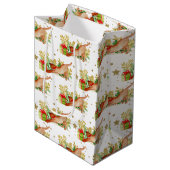 Feestelijke Katten Kerstvakantie Gold Stars Medium Cadeauzakje (Voorkant Gekanteld)