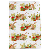 Feestelijke Katten Kerstvakantie Gold Stars Medium Cadeauzakje (Voorkant)