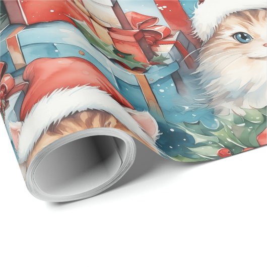Feestelijke katten met heldere kerstcadeaus cadeaupapier (Rol Hoek)