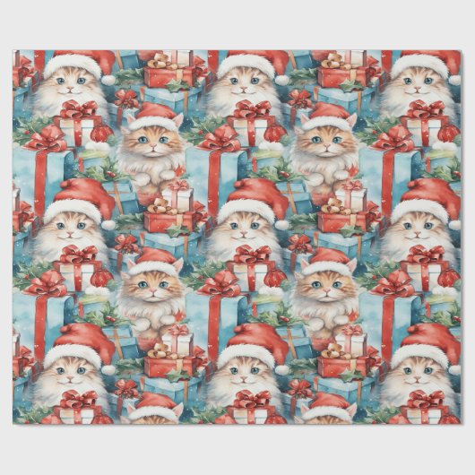 Feestelijke katten met heldere kerstcadeaus cadeaupapier (Vlak)