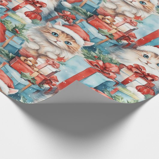 Feestelijke katten met heldere kerstcadeaus cadeaupapier (Hoek)