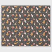 Feestelijke Katten Met Lichten Kerstpatroon Cadeaupapier (Vlak)