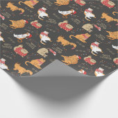 Feestelijke Katten Met Lichten Kerstpatroon Cadeaupapier (Hoek)