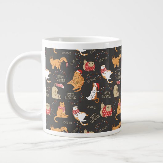 Feestelijke Katten Met Lichten Kerstpatroon Grote Koffiekop (Links)