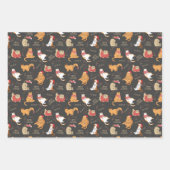 Feestelijke Katten Met Lichten Kerstpatroon Inpakpapier Vel (Voorkant)