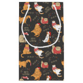 Feestelijke Katten Met Lichten Kerstpatroon Klein Cadeauzakje (Achterkant)