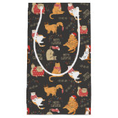 Feestelijke Katten Met Lichten Kerstpatroon Klein Cadeauzakje (Voorkant)