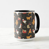 Feestelijke Katten Met Lichten Kerstpatroon Mok (Voorkant rechts)