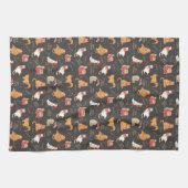 Feestelijke Katten Met Lichten Kerstpatroon Theedoek (Horizontaal)