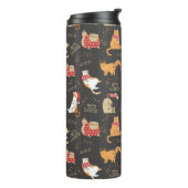 Feestelijke Katten Met Lichten Kerstpatroon Thermosbeker (Gedraaid links)