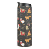 Feestelijke Katten Met Lichten Kerstpatroon Thermosbeker (Geroteerd rechts)