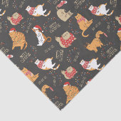 Feestelijke Katten Met Lichten Kerstpatroon Tissuepapier (Detail)