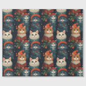 Feestelijke Katten Vakantie Inpakpapier (Vlak)