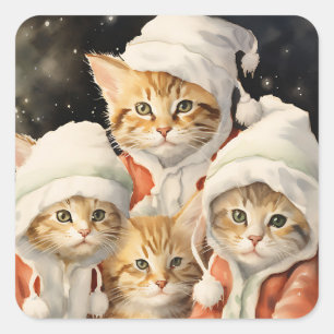 Feestelijke Katten Vierkante Sticker