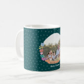 Feestelijke kattenbloemenkrans Kerstgroene foto Koffiemok (Voorkant links)