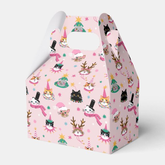 Feestelijke Kattengezichten in Vakantie Petten Pat Bedankdoosjes (Achterkant)