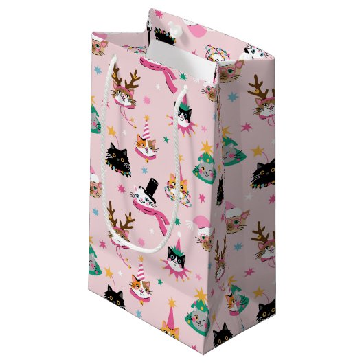 Feestelijke Kattengezichten in Vakantie Petten Pat Klein Cadeauzakje (Voorkant Gekanteld)