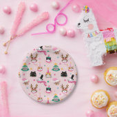 Feestelijke Kattengezichten in Vakantie Petten Pat Papieren Bordje (Feest)