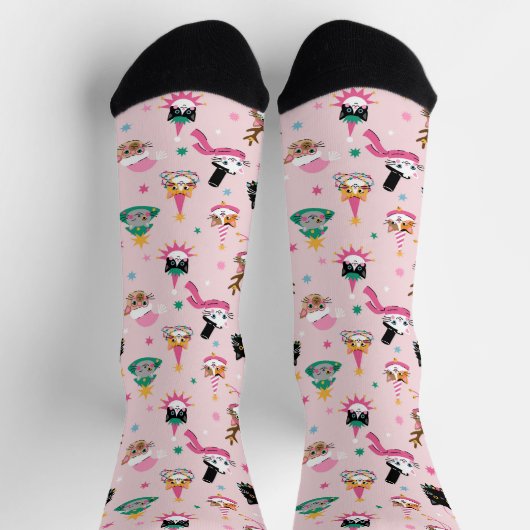 Feestelijke Kattengezichten in Vakantie Petten Pat Sokken (Top)