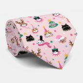 Feestelijke Kattengezichten in Vakantie Petten Pat Stropdas (Opgerold)