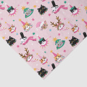 Feestelijke Kattengezichten in Vakantie Petten Pat Tissuepapier (Detail)